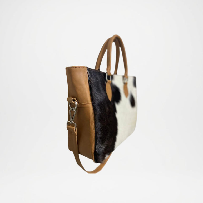 Cowhide Leather Tote Handbag – Genuine Pony Hair Leather Bag