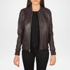 Brown leather jacket worn 