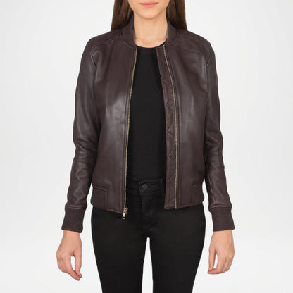Brown leather jacket worn 