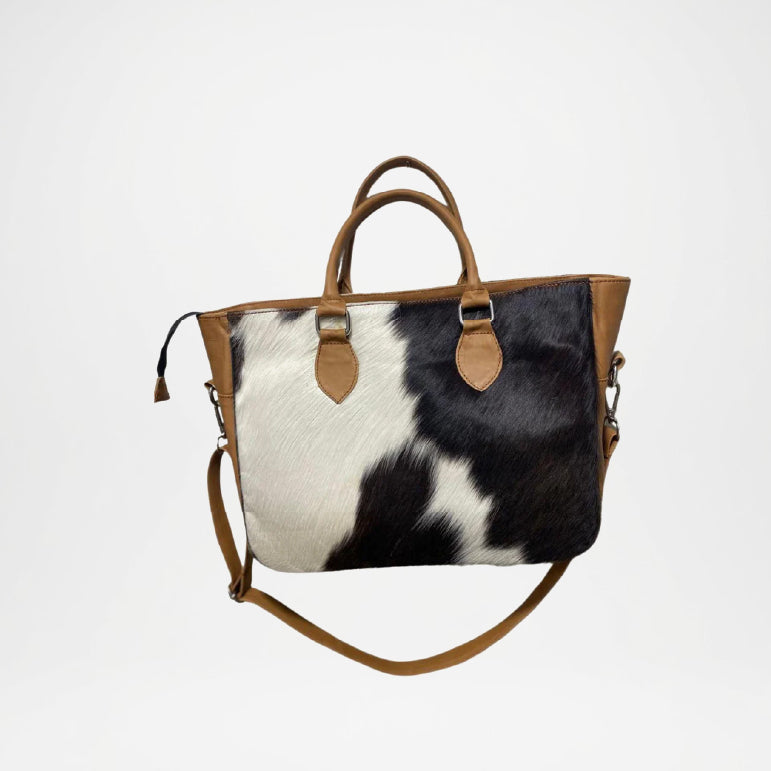 Cowhide Leather Tote Handbag – Genuine Pony Hair Leather Bag
