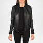 Black Leather Bomber Women Jacket
