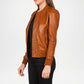 brown suede leather bomber jacket women

