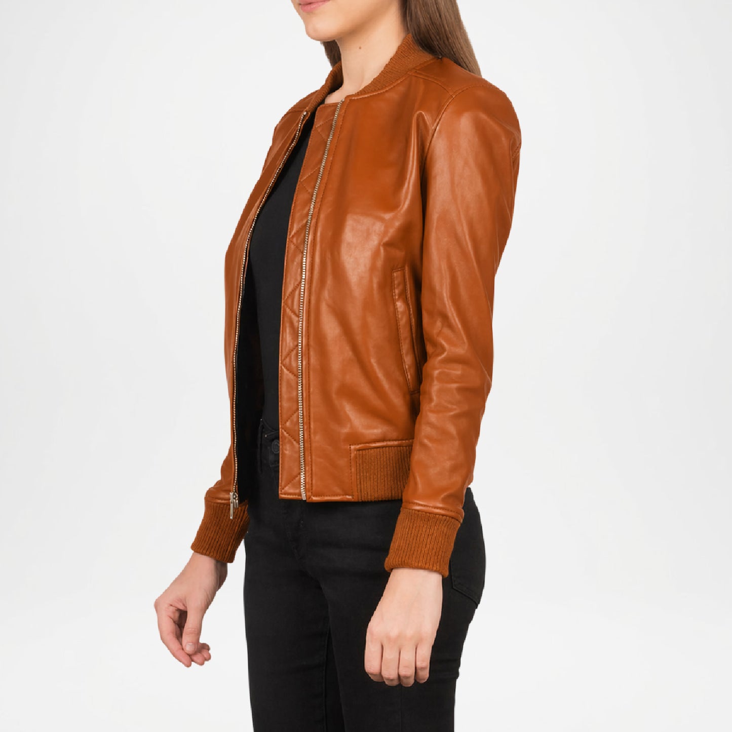 brown suede leather bomber jacket women
