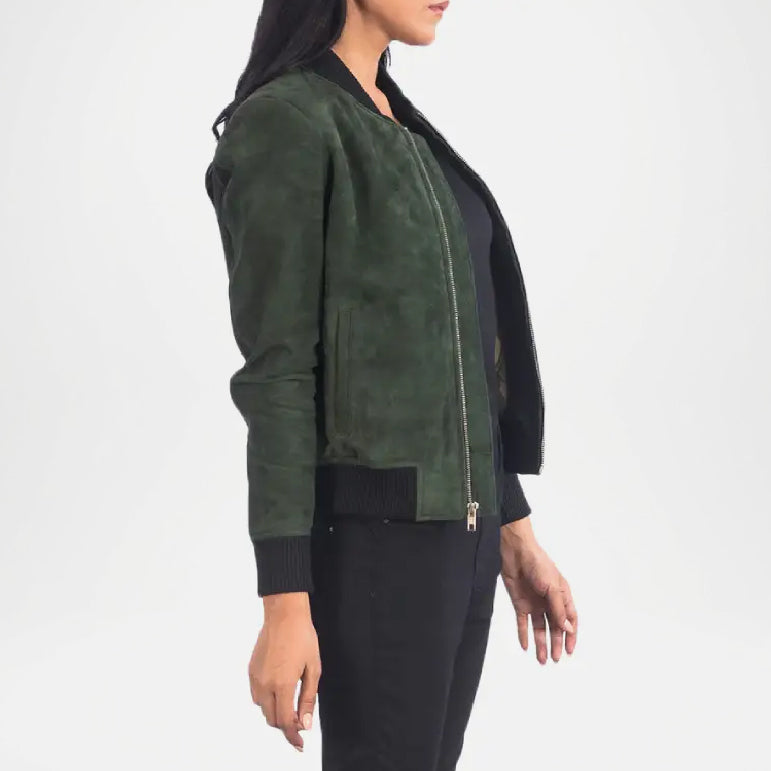 Green jacket worn side view 
