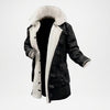 black sherpa leather coat men