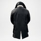 black shearling leather coat