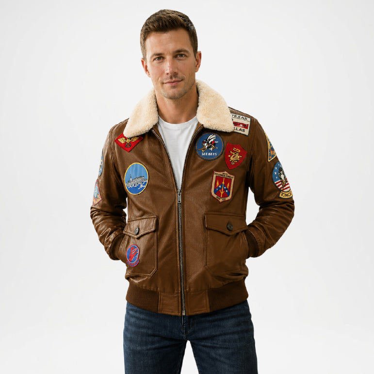 brown aero leather jacket