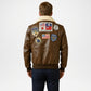 brown leather bomber aviator jacket