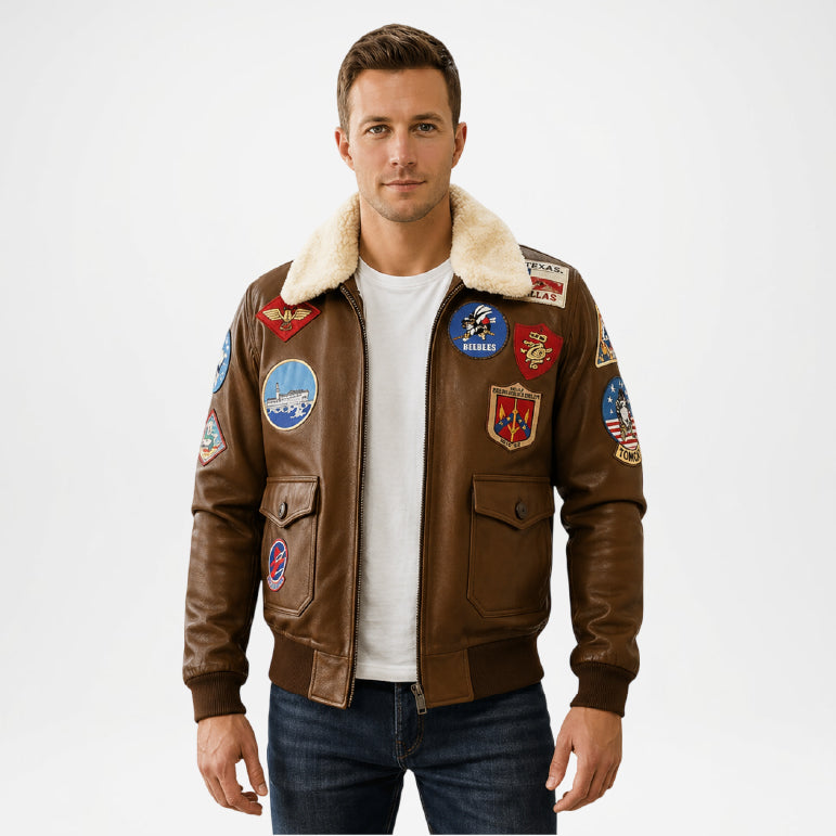 brown aero leather jacket