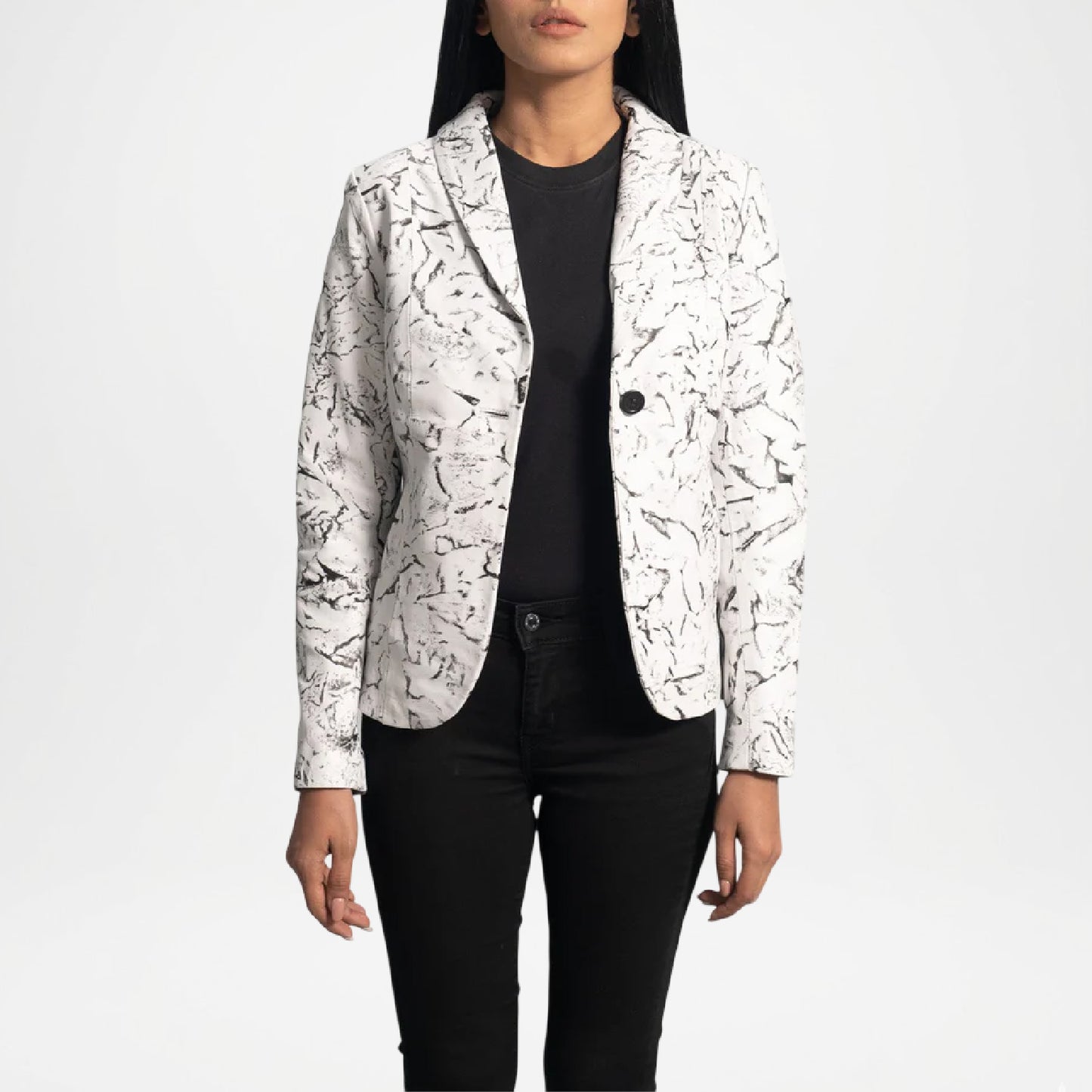 Donna Blake Women’s White Leather Blazer