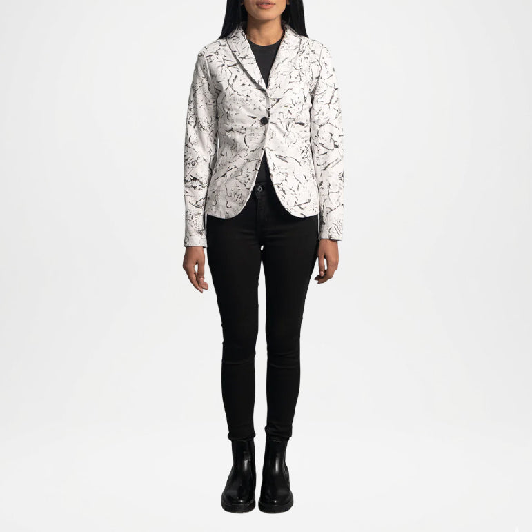 black leather women's blazer
