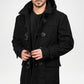 Black Hooded Duffle Coat for Men