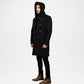 Black Hooded Duffle Coat for Men