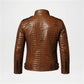 Brown Crocodile Leather Jacket for Men