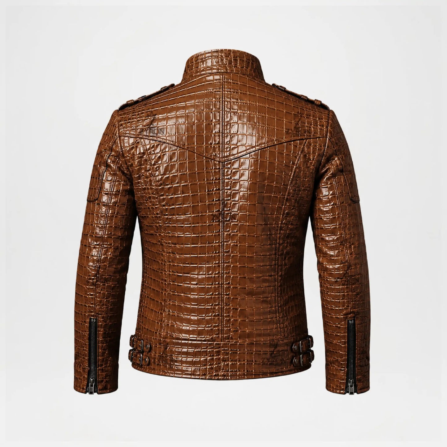 Brown Crocodile Leather Jacket for Men