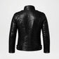 Black Crocodile Leather Jacket for Men