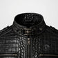 Black Crocodile Leather Jacket for Men