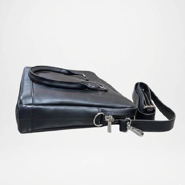 Noble Smith Slim Black Leather Briefcase