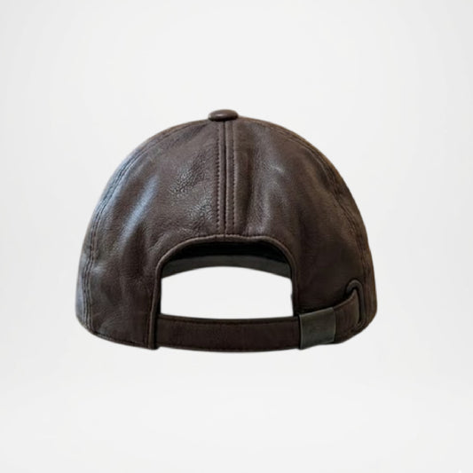 Chicago Plain Genuine Leather Brown Cap for Men