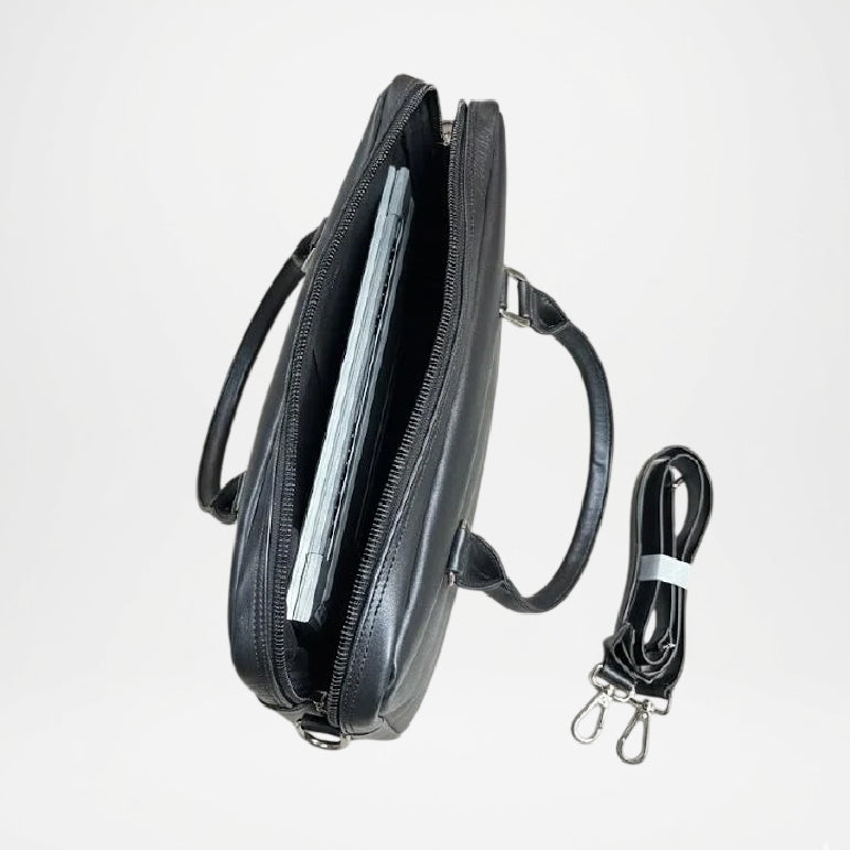 Noble Smith Slim Black Leather Briefcase
