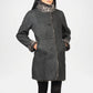 Dark gray coat with fur trim on a white background