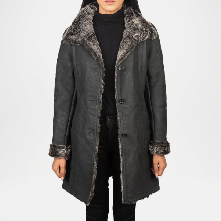 Erica Grey Shearling Coat Women