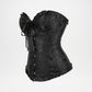 Black lace corset with decorative buttons