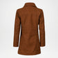 Brown Lambskin Leather Car Coat for Women