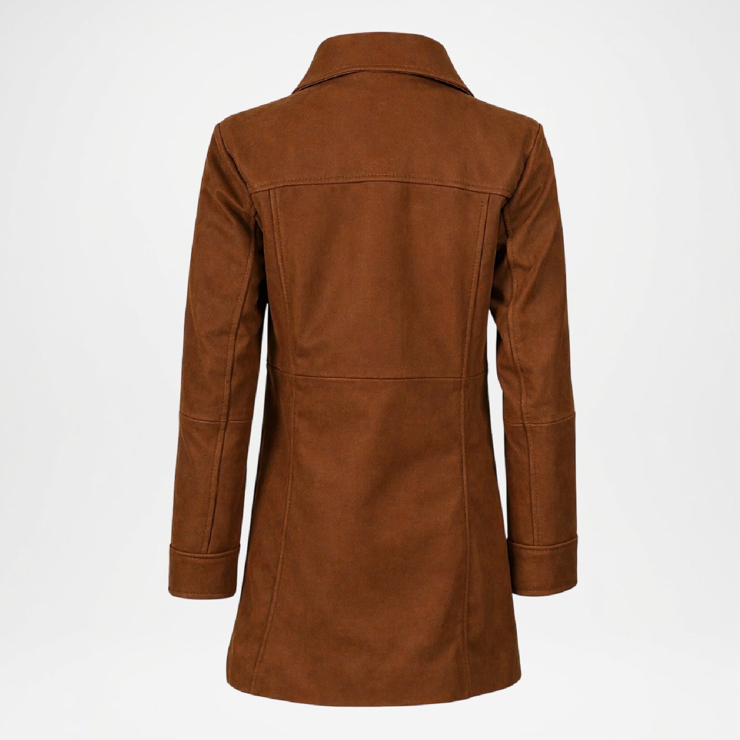 Brown Lambskin Leather Car Coat for Women
