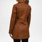 Brown Lambskin Leather Car Coat for Women