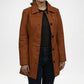 Brown Lambskin Leather Car Coat for Women