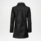 Black Lambskin Leather Car Coat for Women