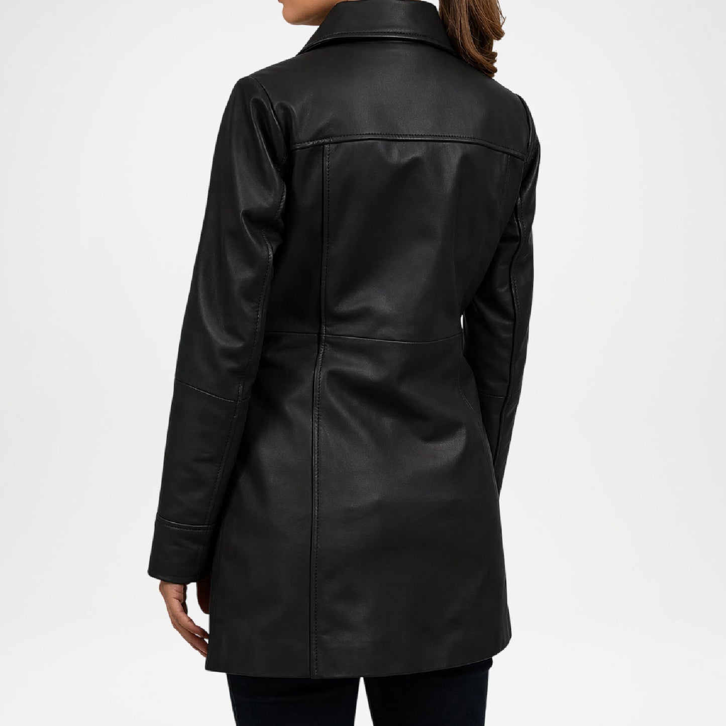 Black leather coat 