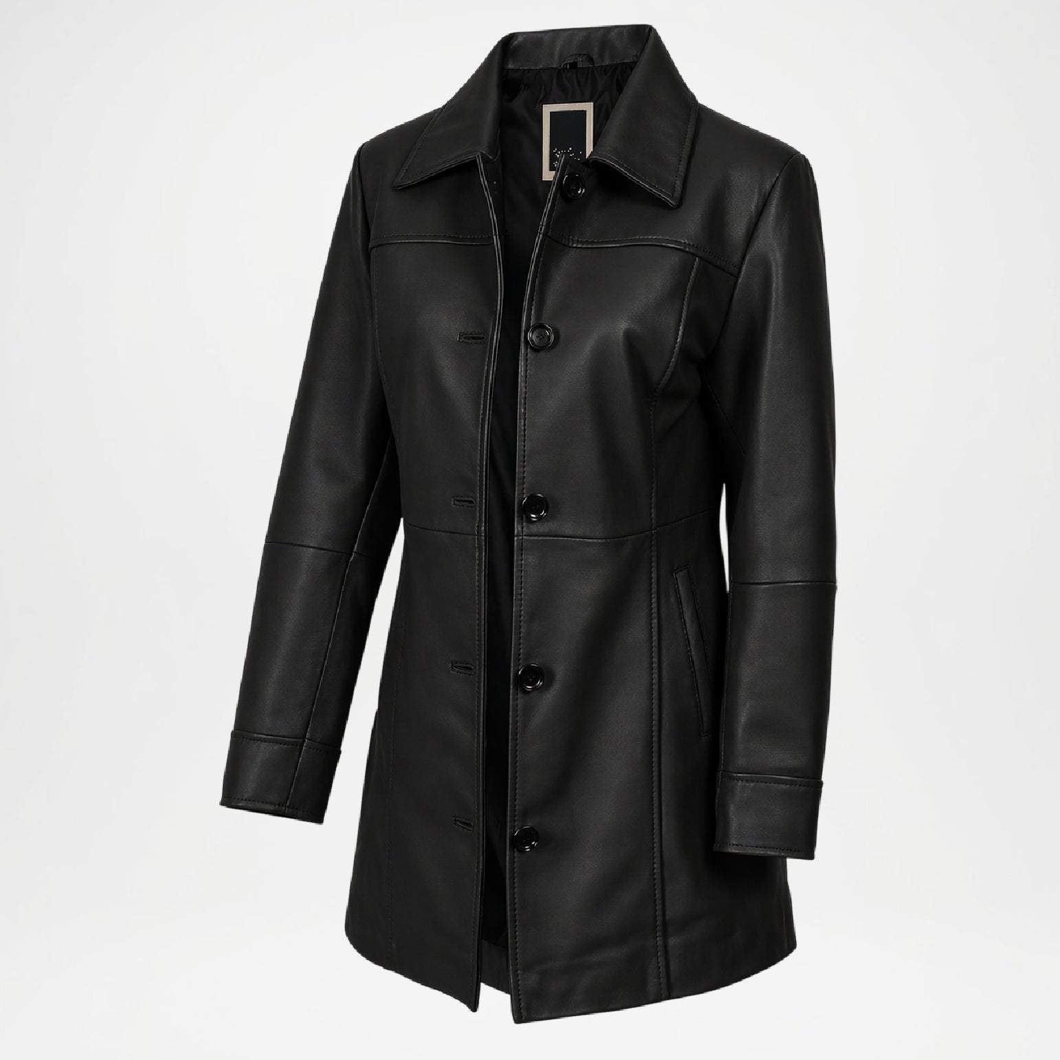 Black leather coat simple