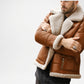 Brown Shearling Aviator Bomber Jacket for Men