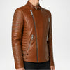 brown studded moto jacket men