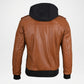 Brown Leather Bomber Jacket for Men