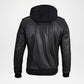 Black Leather Bomber Jacket for Men
