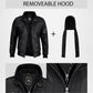 Black Leather Bomber Jacket for Men