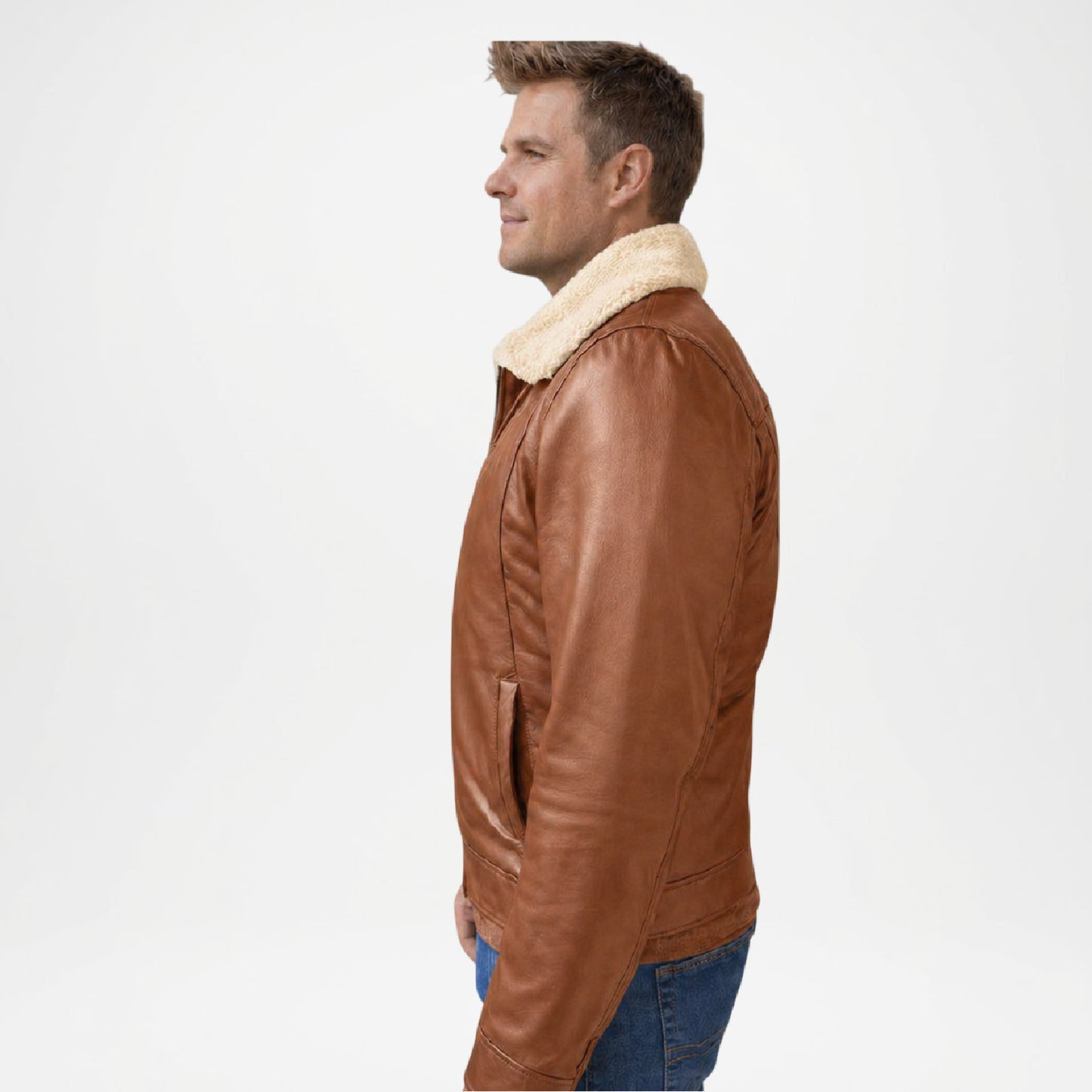 Timberline Brown Fur Lined Bomber Jacket for Men