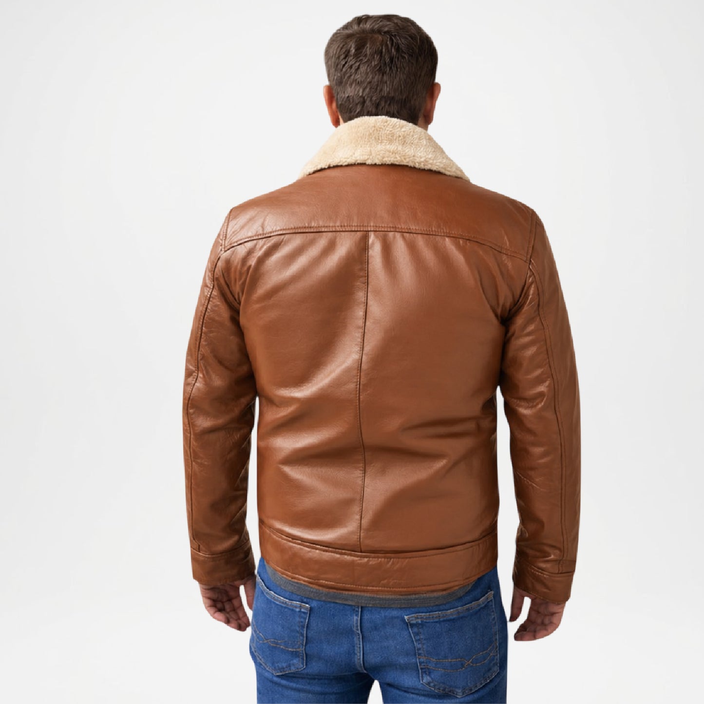 Timberline Brown Fur Lined Bomber Jacket for Men