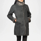 Dark gray coat with fur trim on a white background