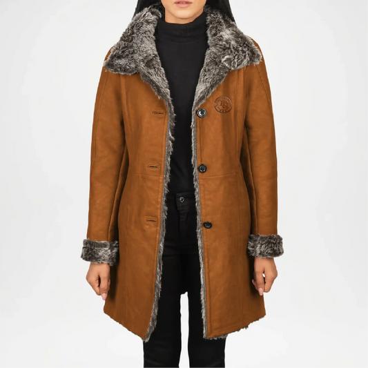 Brown Shearling Coat for Women