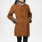 Brown coat with fur trim on a white background