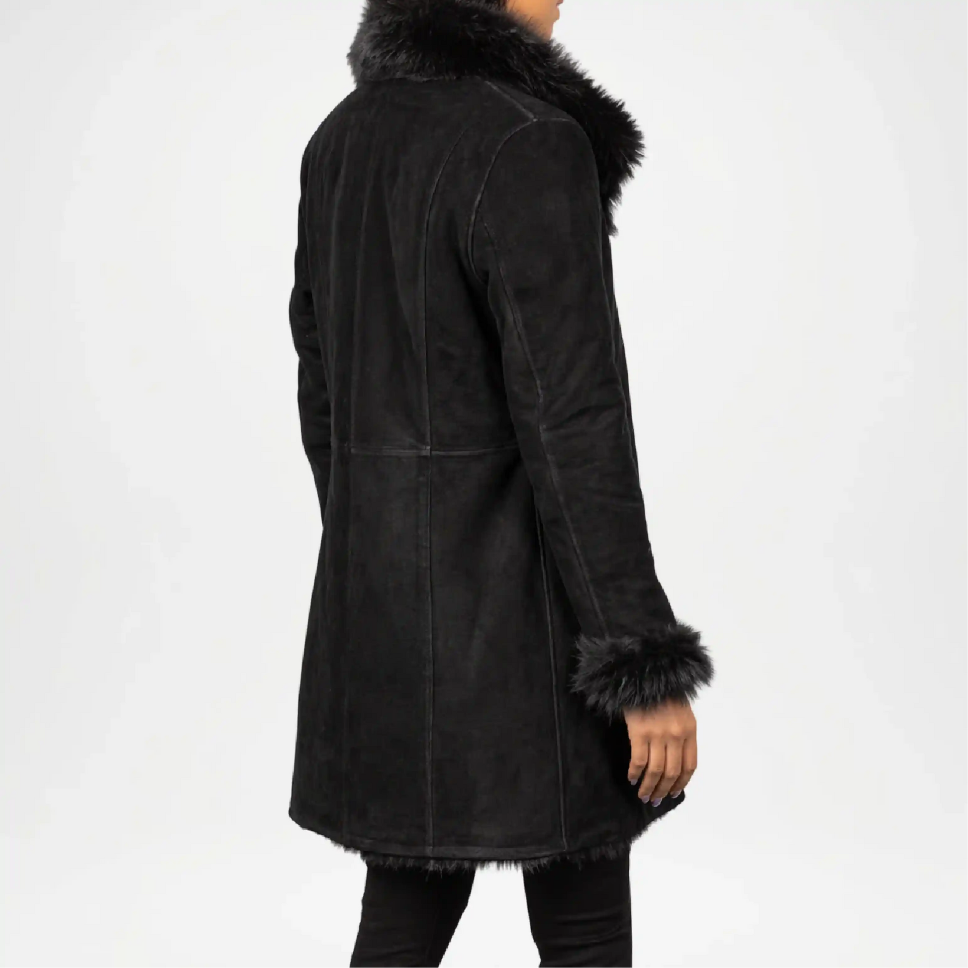 black shearling coat with fur
