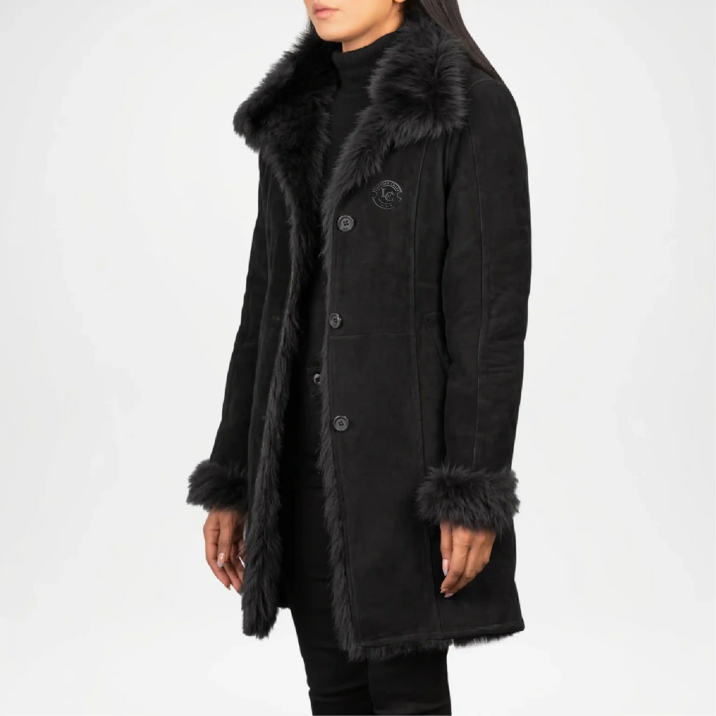 black fur coat women outfit
