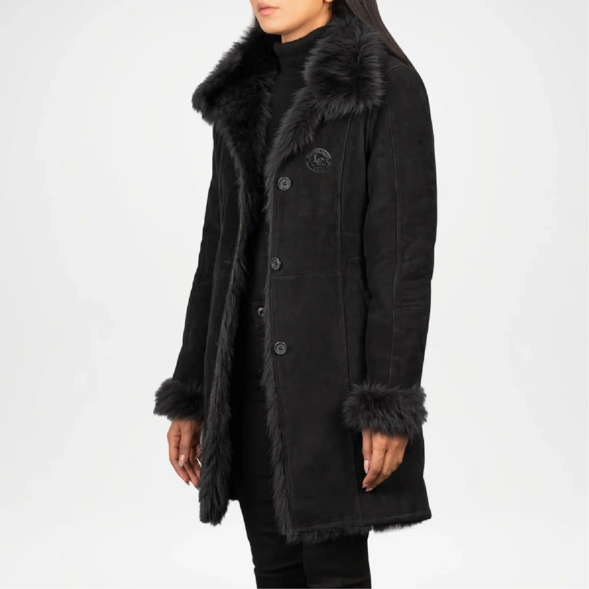 black fur coat women outfit
