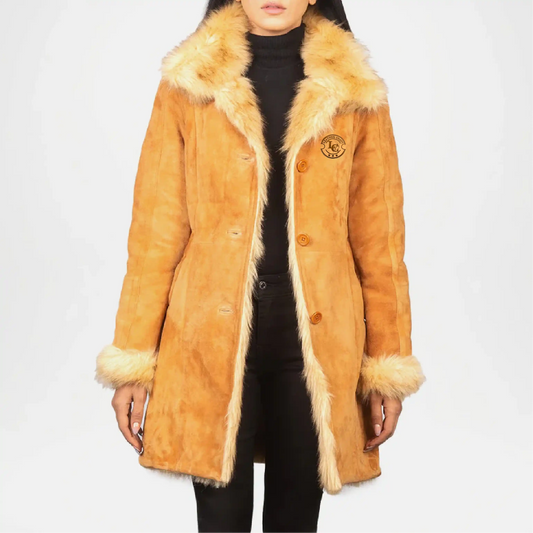 Beige Shearling Coat for Women