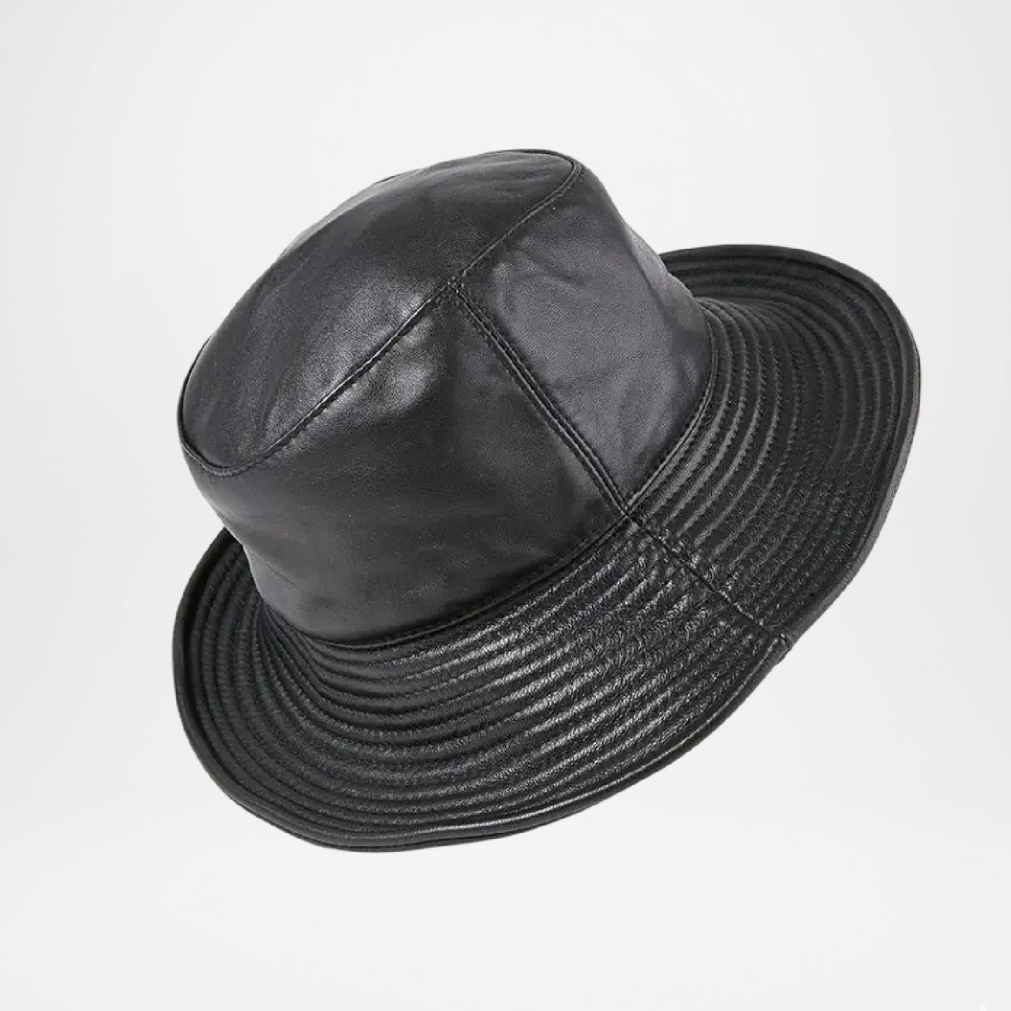 Chicago Plain Genuine Leather Bucket Hat for Men