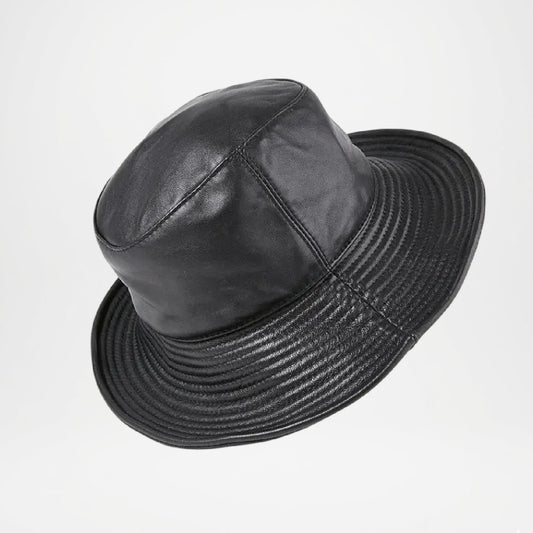 Chicago Plain Genuine Leather Bucket Hat for Men